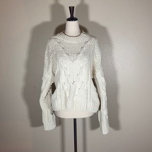 Creme White Loose Knit Sweater